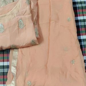 Partywear Peach Silk Kurta Set