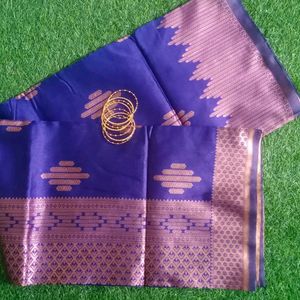 Semi Silk Saree With Copper Border