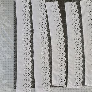7 White Cotton lace pieces