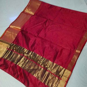 Red Colour Banarasi Silk Pattu Border Saree