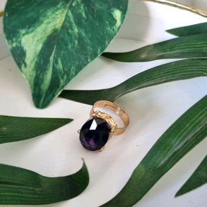 Purple Birthstone Bezel Stackable Metal Ring