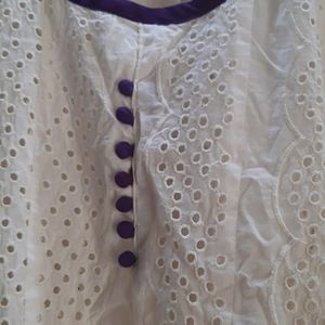 White Cotton  Kurti