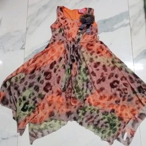 Hogh Low Pattern Frock For Girls