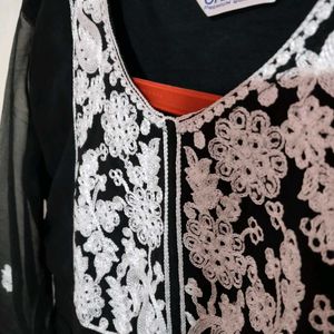 Black Trendy Chikankari Short Kurti