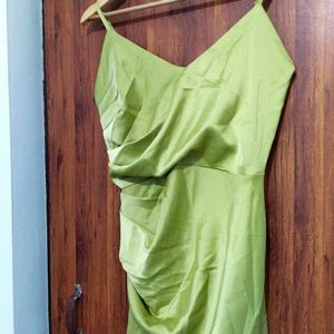 Lemon Green Solid Western Dress For Women