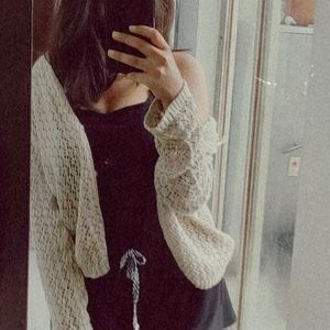 Knitted Front Open Cardigan