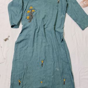 Green Embroidery Kurta