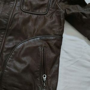 Woodland Men's Brown Pure Leather Jacket