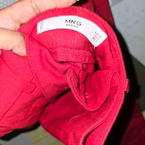 MANGO New Red Ankle Length Trouser