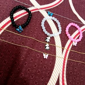 Panda And Butterfly Pendent , Bracelet