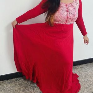 Pure Bandhani Saree Converted Into Long Gown