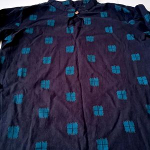 Black And Teal Blue Printed Kurta From Janasya