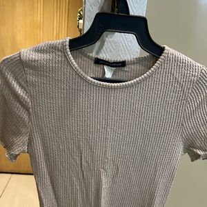 Ribbed Tan T-shirt