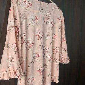 Bell Sleeves Pink Floral Top