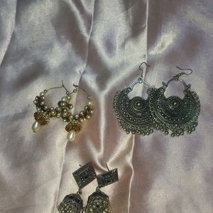 Oxidized Earring Set Of 3