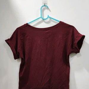 Plain Maroon Cropped Tee