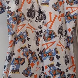 Men Playing Cards Printed Shirt