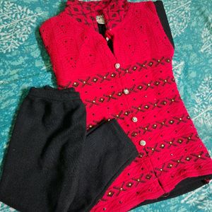 BRAND NEW Sweater Set For Girl( Dark Pink , Black)