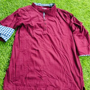 Here & Now Branded Maroon Shirt - Striped Collar