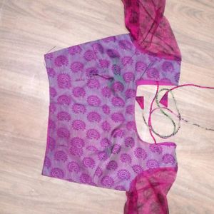 Colourful Saree With Stitched Blouse