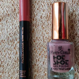 Tea Rose Faces Canada Crayon Lipstick+ Nail Paint