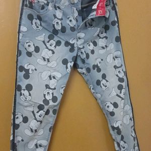 Mickey Mouse Printed Jeans By Disney