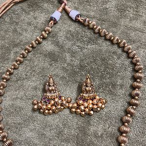 High Quality Temple Jewellery Set With Goddess Lax