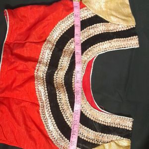 Golden Red Saree With Blouse