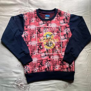 Aesthetic Navy Blue Printed Sweatshirt (Women)