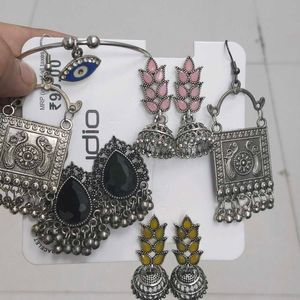 Earings 4sets Of Combo -1 Bracelet Free