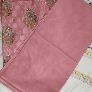 Unstitched Cotton Suit With Pure Chiffon Dupatta