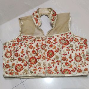 Padded Blouse Golden Colour With Embroidery