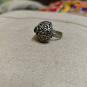 Silver Replica Statement Ring With Chitai Carving