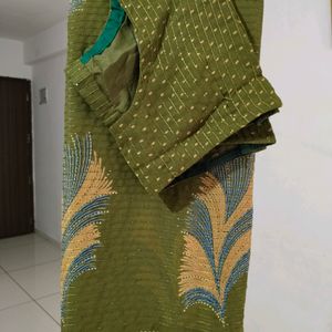 Dark Green Saree