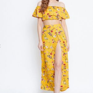 Floral Yellow Co-ord With Skirt