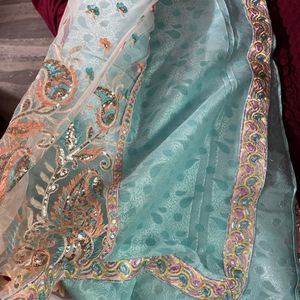 Beautiful Light Blue Saree *new* Never Used