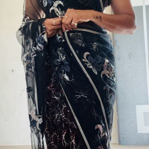 Black saree with blouse