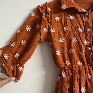 Floral Printed Rust Color Top (women’s)