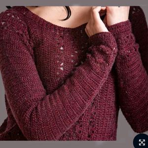 H&M Knitted Oversized Burgundy Pullover Top