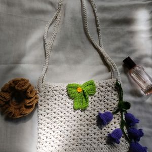 Crochet White Sling Bag