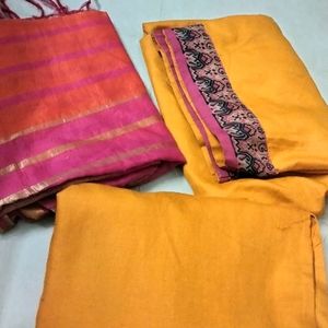 Mustard Suit Pant Set With Dupatta