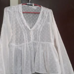 Flared White Top With Good Condition