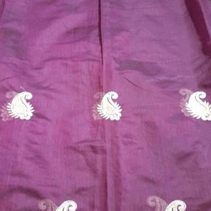Dark Purple Embroidery Work Saree with Blouse