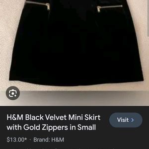 H&M Black Velvet Skirt