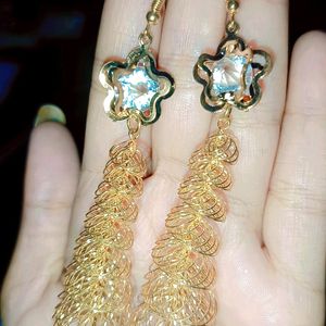 Golden Stone Star Spiral Earrings......♥️