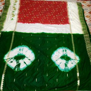 Mysore Silk Tie Dye Zari Pallu Saree