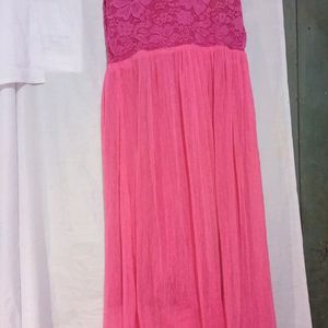 Pink Floral Georgette Dress For Girls