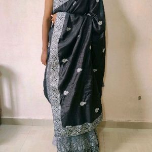 Black And Grey Partywear Saree 🖤