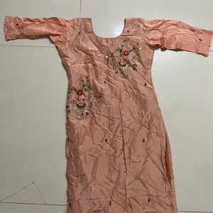 Peach Ethnic Kurti Set