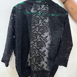 Black Crochet Knitted Jacket